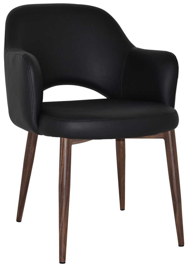 EZ Albury Walnut Colour Metal Leg Upholstered Hospitality Dining Armchair