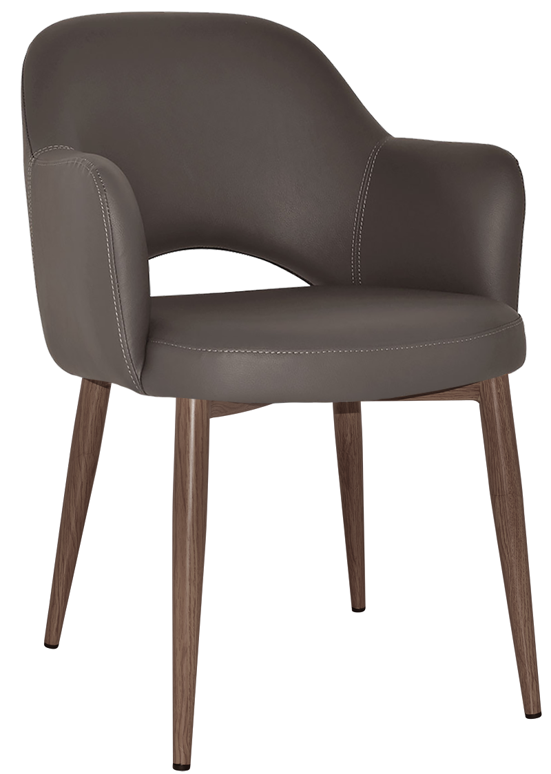EZ Albury Walnut Colour Metal Leg Upholstered Hospitality Dining Armchair