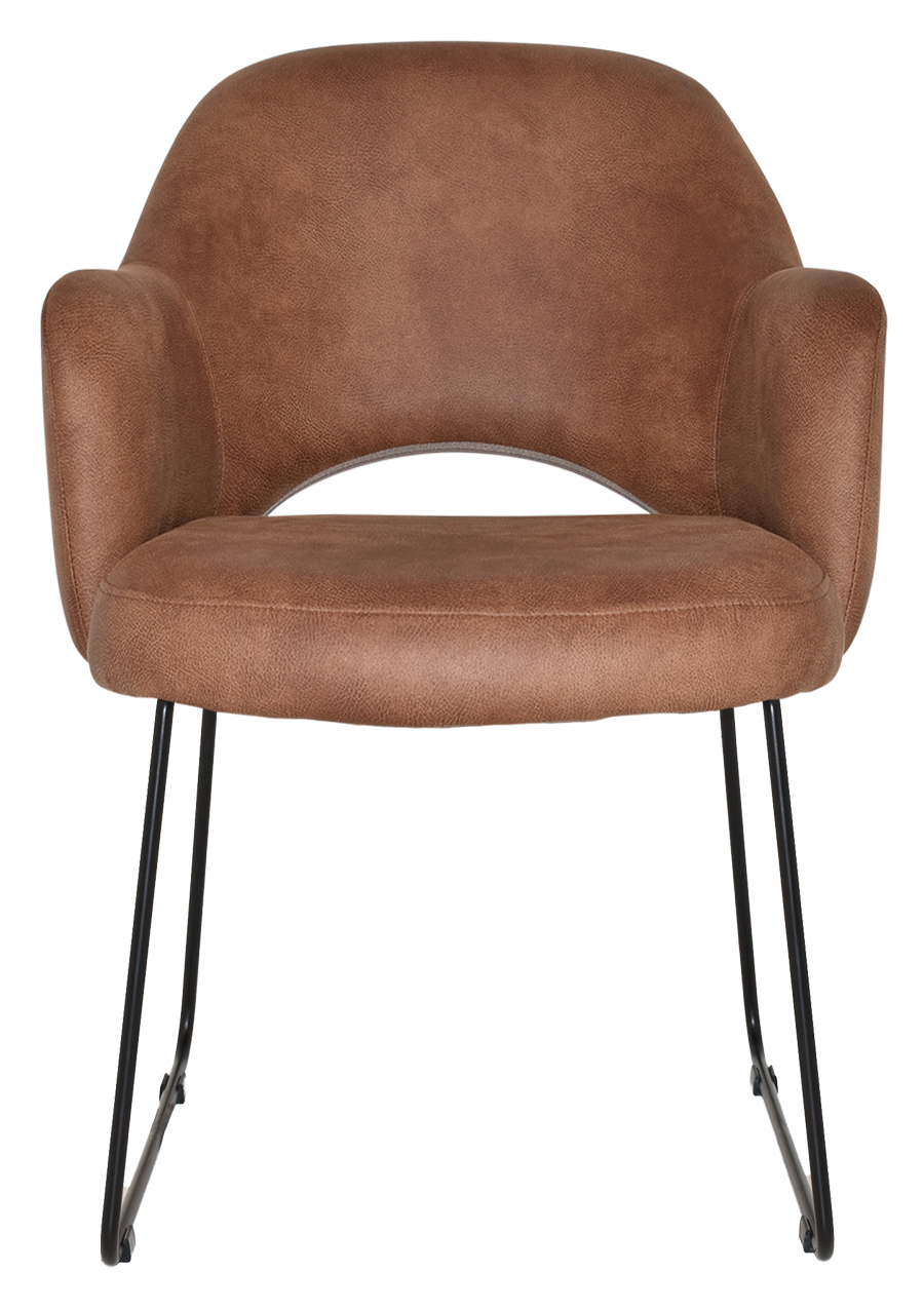 EZ Albury Black Metal Sled Base Upholstered Hospitality Dining Armchair