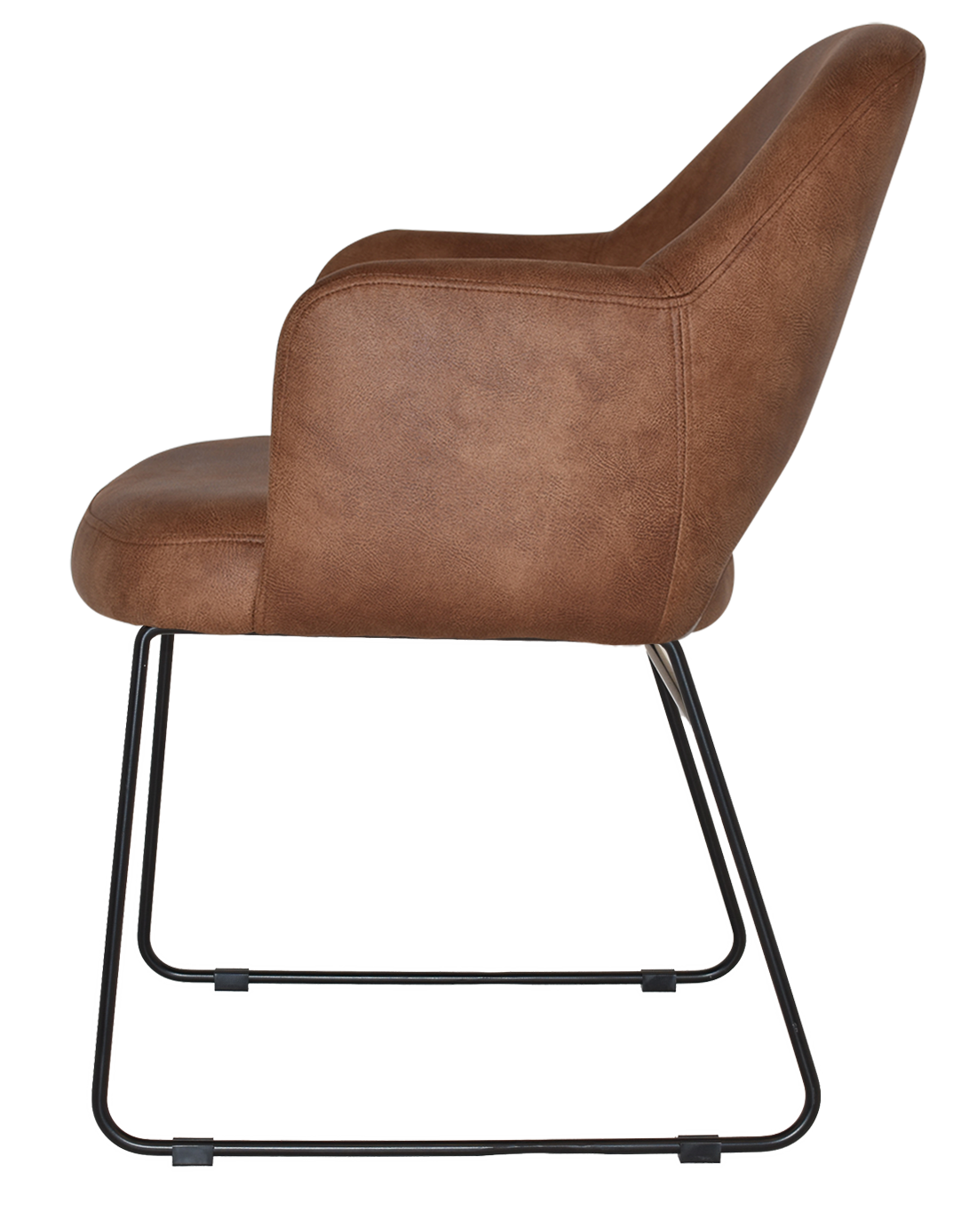 EZ Albury Black Metal Sled Base Upholstered Hospitality Dining Armchair
