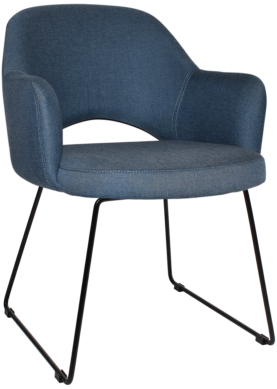 EZ Albury Black Metal Sled Base Upholstered Hospitality Dining Armchair