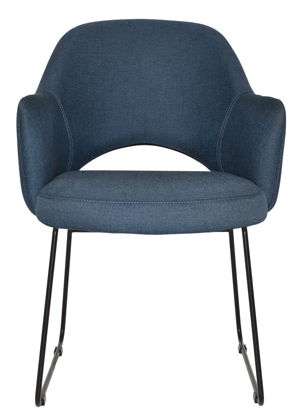 EZ Albury Black Metal Sled Base Upholstered Hospitality Dining Armchair