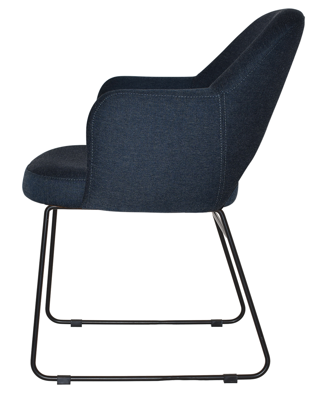 EZ Albury Black Metal Sled Base Upholstered Hospitality Dining Armchair