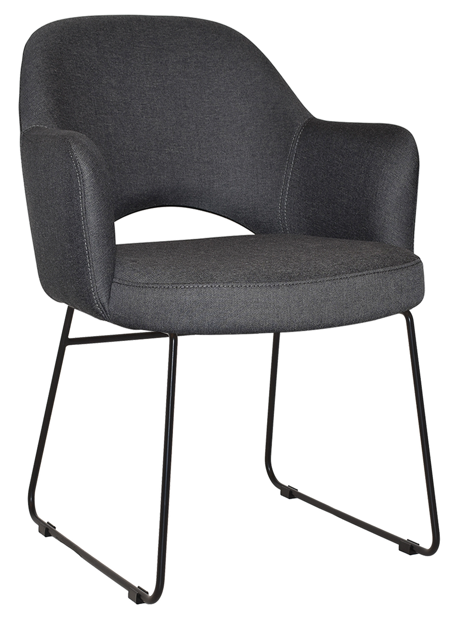 EZ Albury Black Metal Sled Base Upholstered Hospitality Dining Armchair