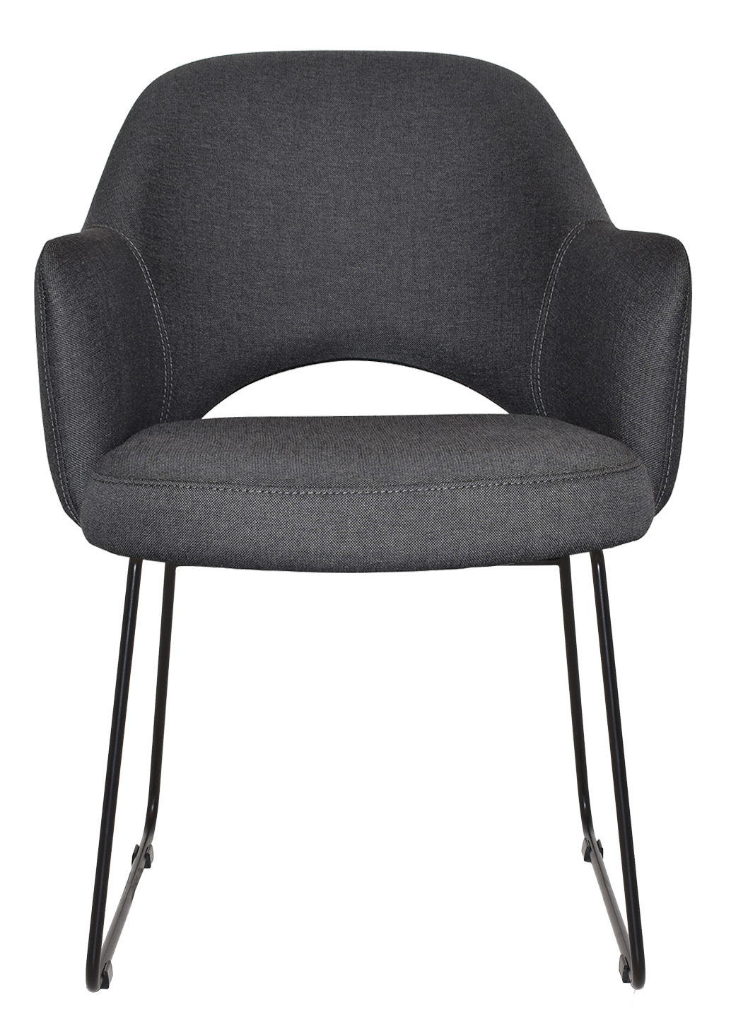 EZ Albury Black Metal Sled Base Upholstered Hospitality Dining Armchair