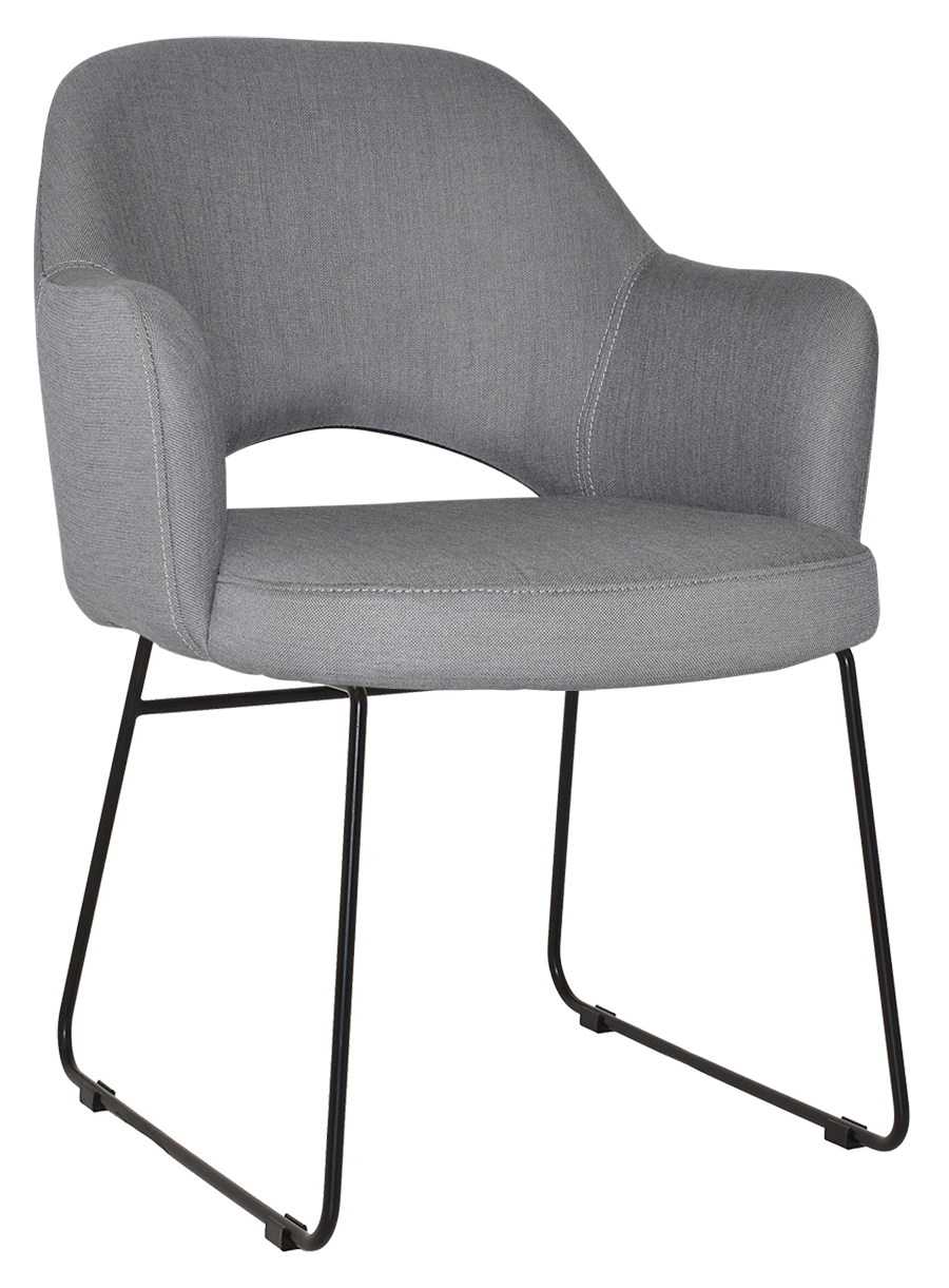 EZ Albury Black Metal Sled Base Upholstered Hospitality Dining Armchair