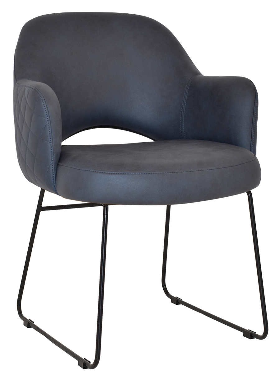 EZ Albury Black Metal Sled Base Upholstered Hospitality Dining Armchair