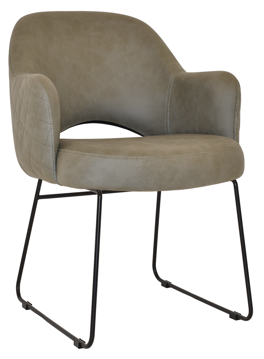 EZ Albury Black Metal Sled Base Upholstered Hospitality Dining Armchair