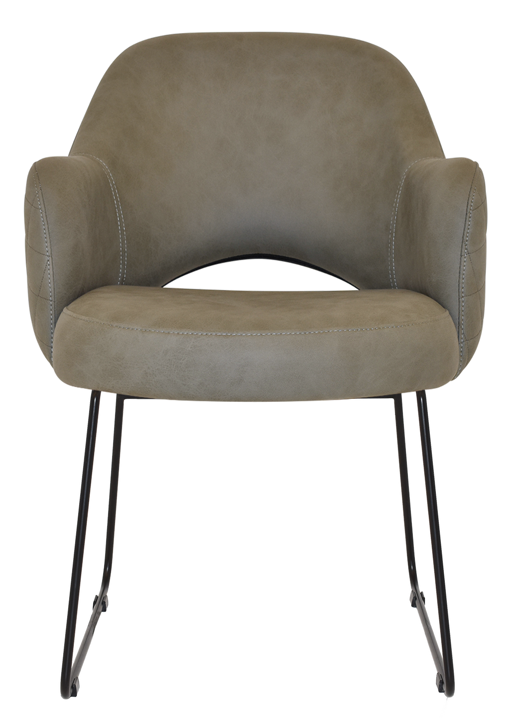 EZ Albury Black Metal Sled Base Upholstered Hospitality Dining Armchair