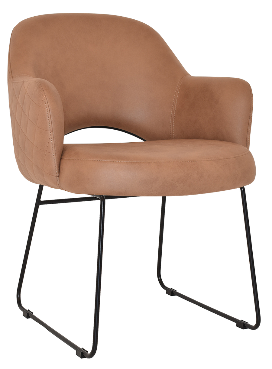 EZ Albury Black Metal Sled Base Upholstered Hospitality Dining Armchair