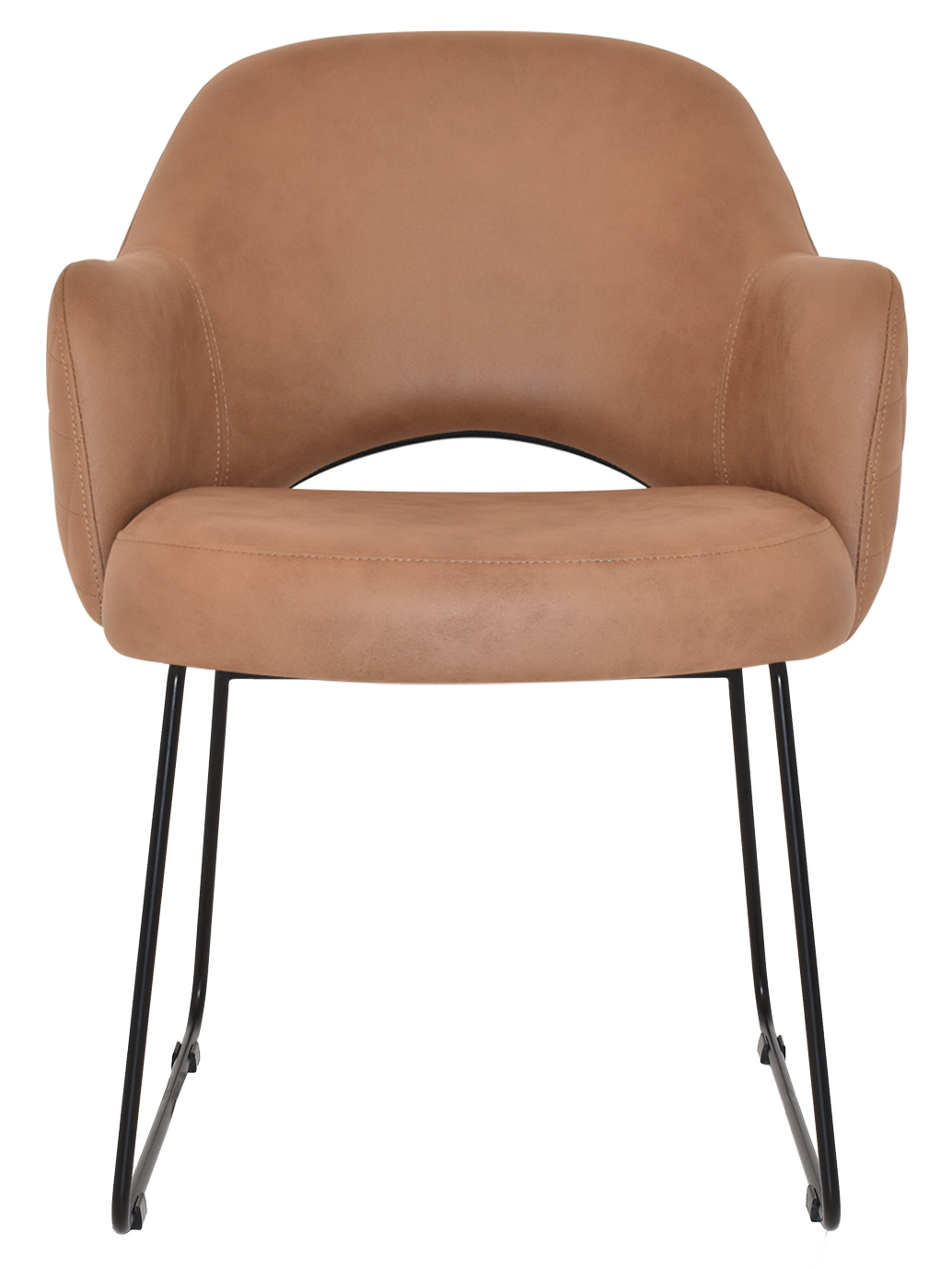EZ Albury Black Metal Sled Base Upholstered Hospitality Dining Armchair