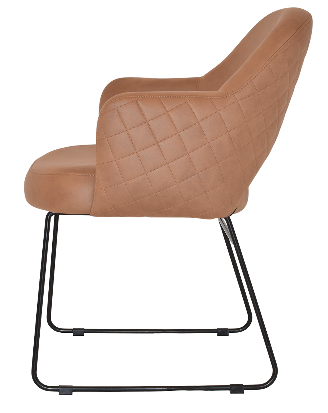 EZ Albury Black Metal Sled Base Upholstered Hospitality Dining Armchair