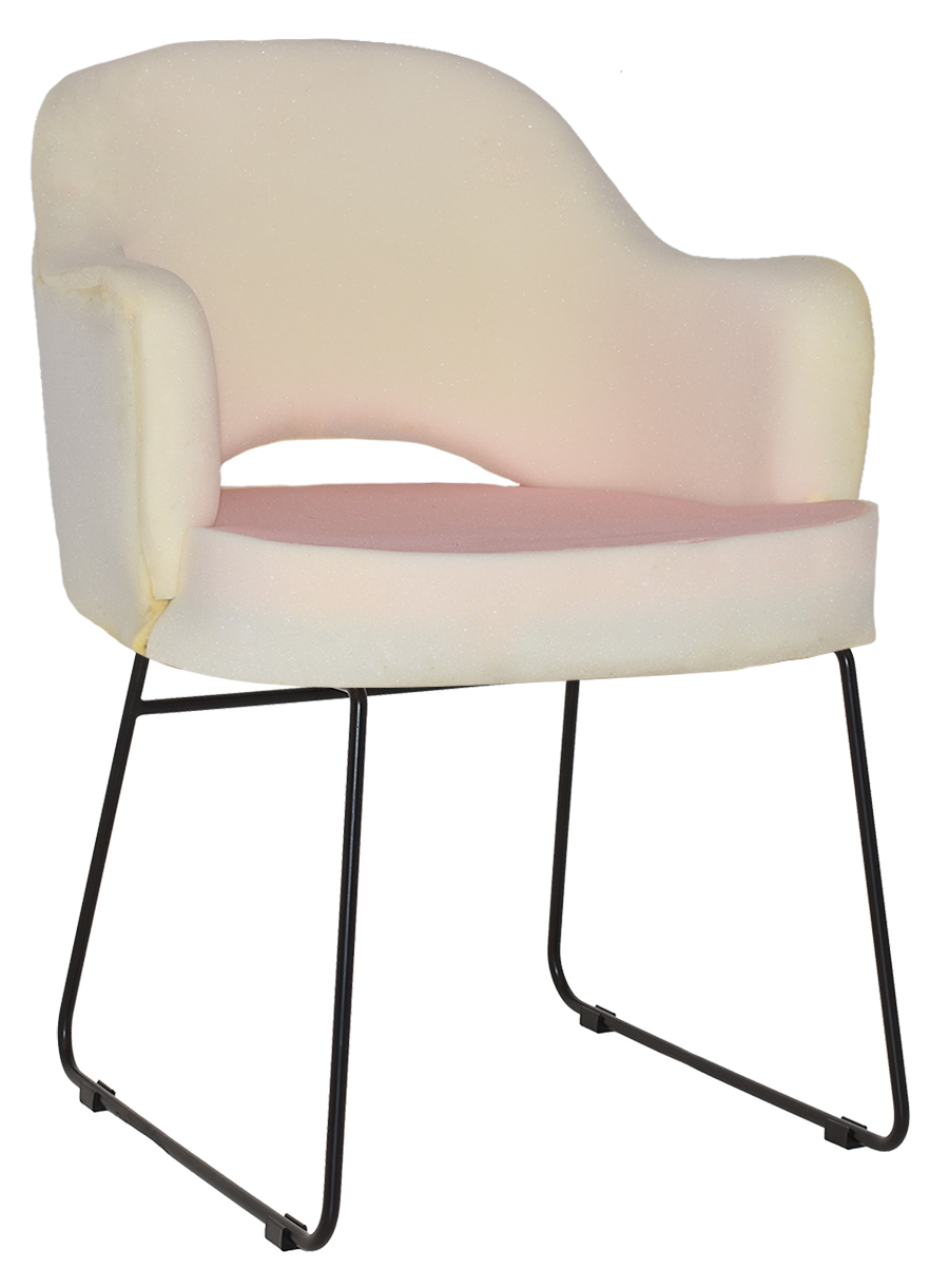 EZ Albury Black Metal Sled Base Upholstered Hospitality Dining Armchair