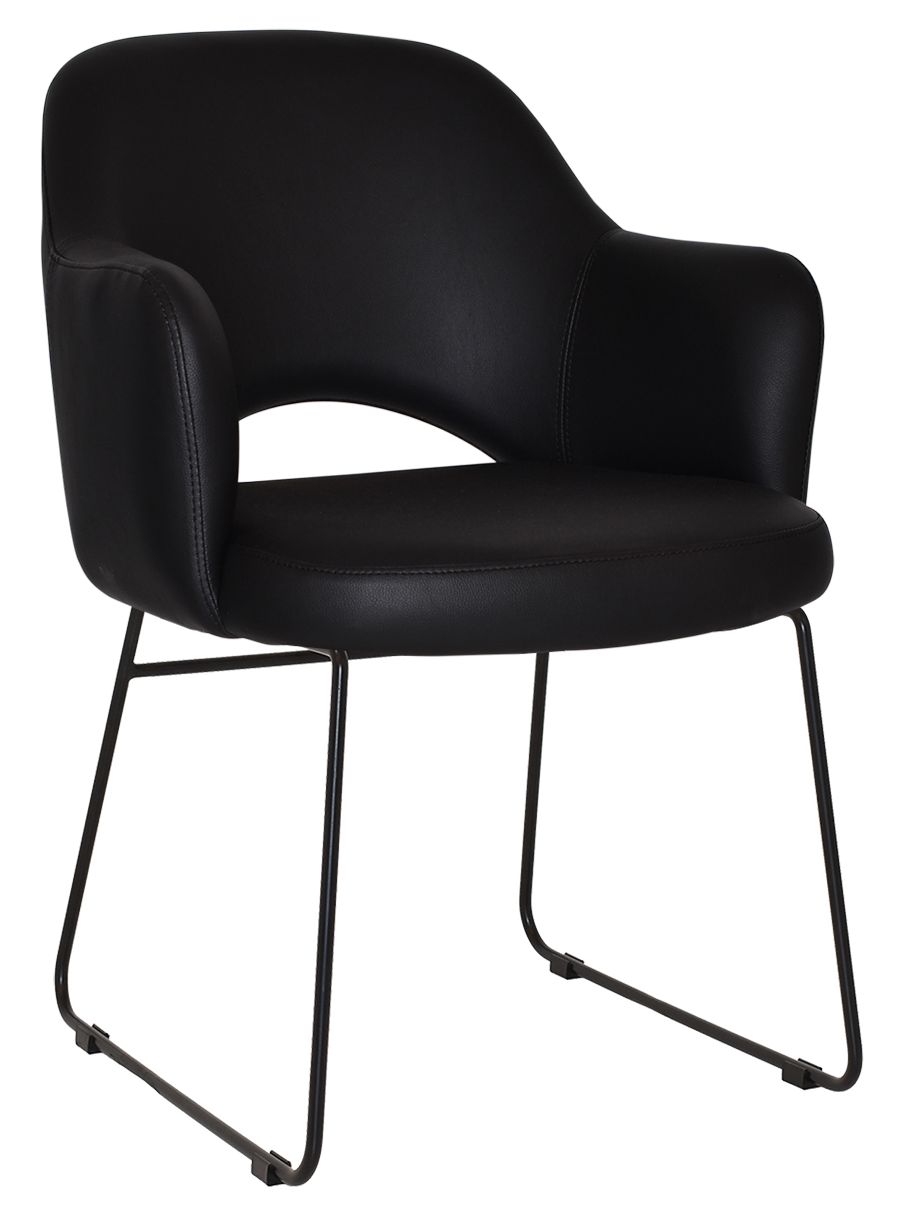 EZ Albury Black Metal Sled Base Upholstered Hospitality Dining Armchair