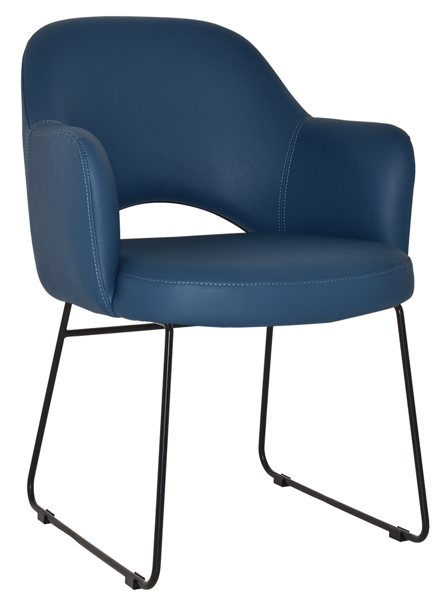 EZ Albury Black Metal Sled Base Upholstered Hospitality Dining Armchair