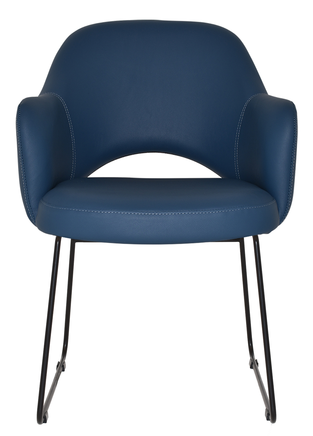 EZ Albury Black Metal Sled Base Upholstered Hospitality Dining Armchair