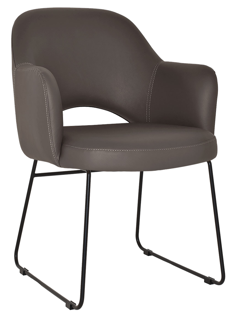 EZ Albury Black Metal Sled Base Upholstered Hospitality Dining Armchair