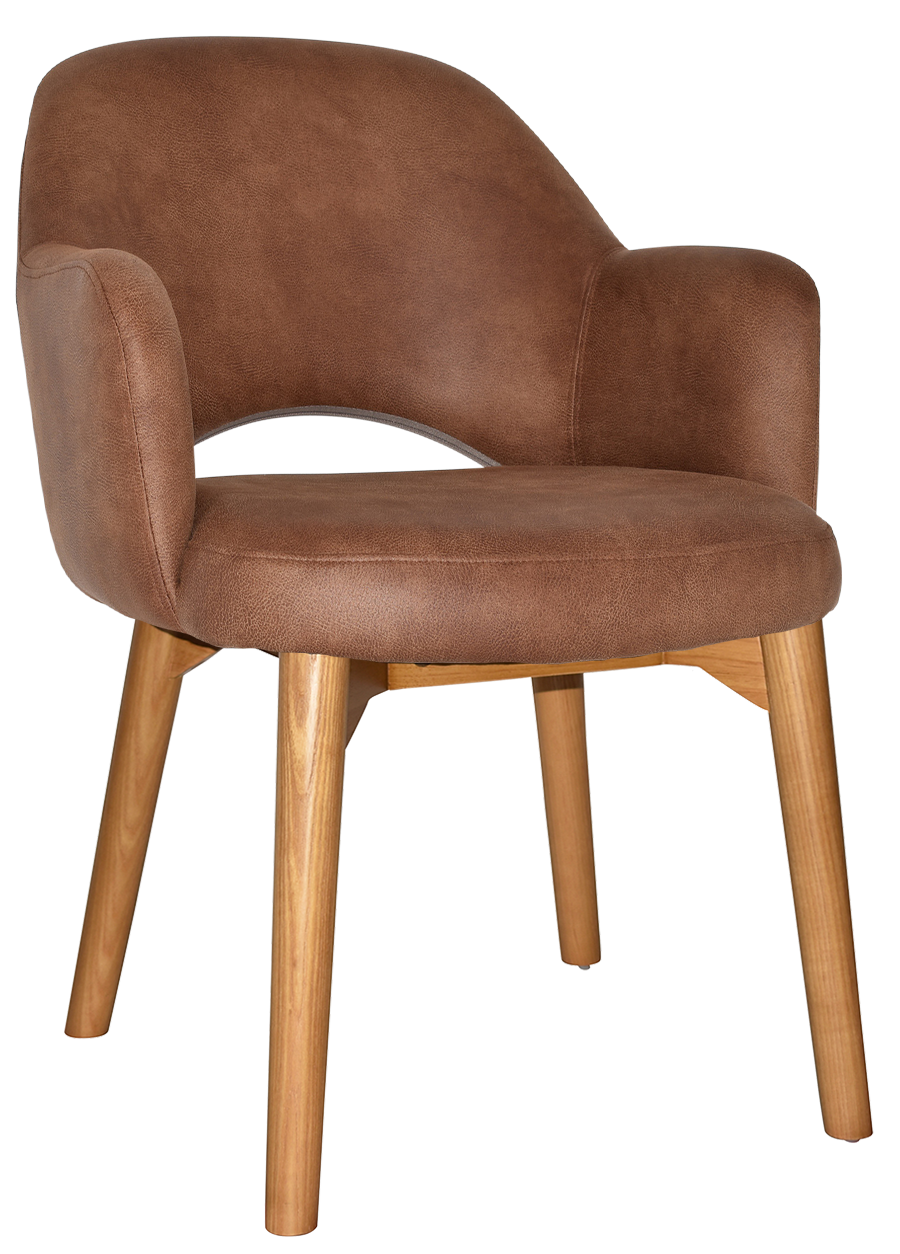 EZ Albury Solid Timber Oak Stained Upholstered Hospitality Dining Armchair