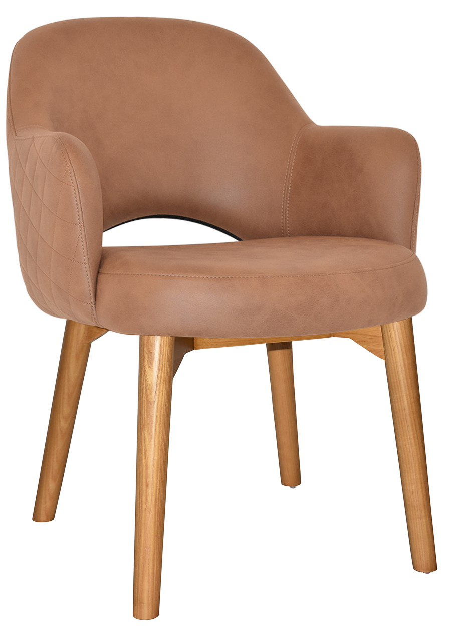 EZ Albury Solid Timber Oak Stained Upholstered Hospitality Dining Armchair