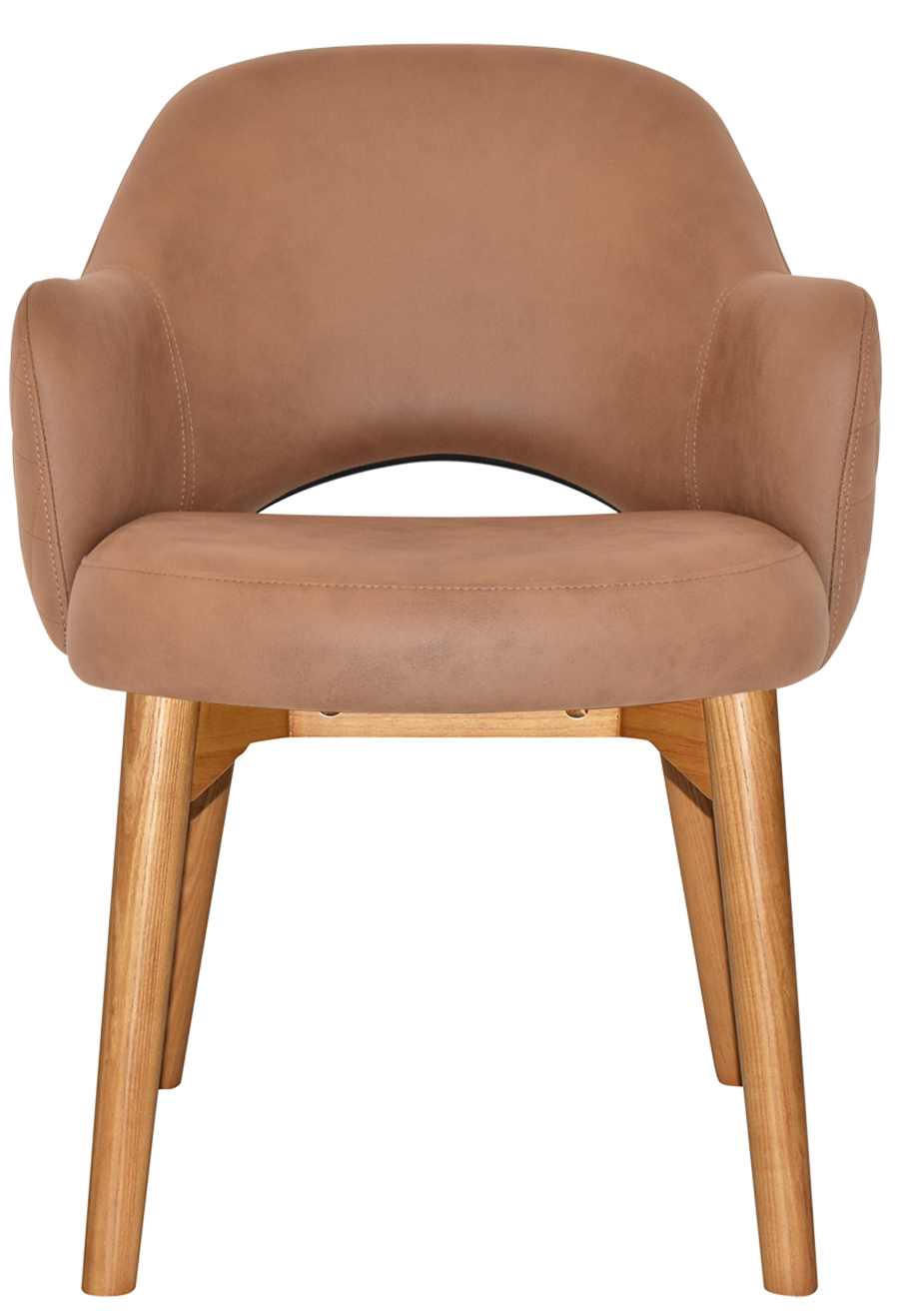 EZ Albury Solid Timber Oak Stained Upholstered Hospitality Dining Armchair