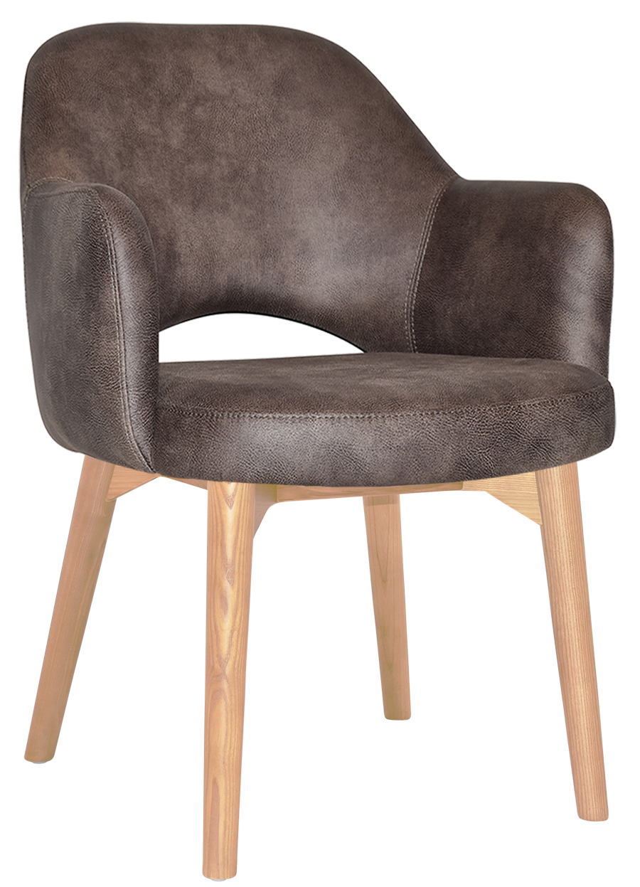 EZ Albury Solid Timber Natural Stained Upholstered Hospitality Dining Armchair