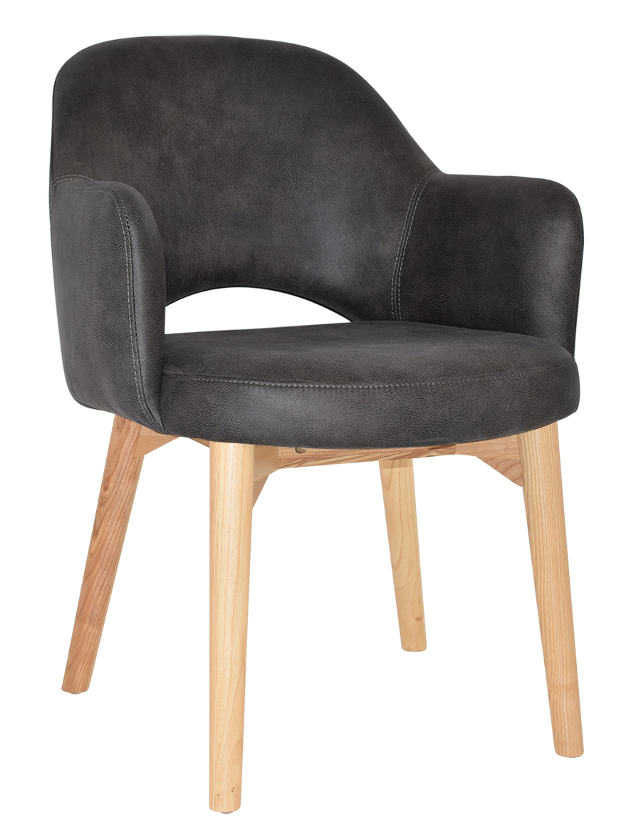 EZ Albury Solid Timber Natural Stained Upholstered Hospitality Dining Armchair