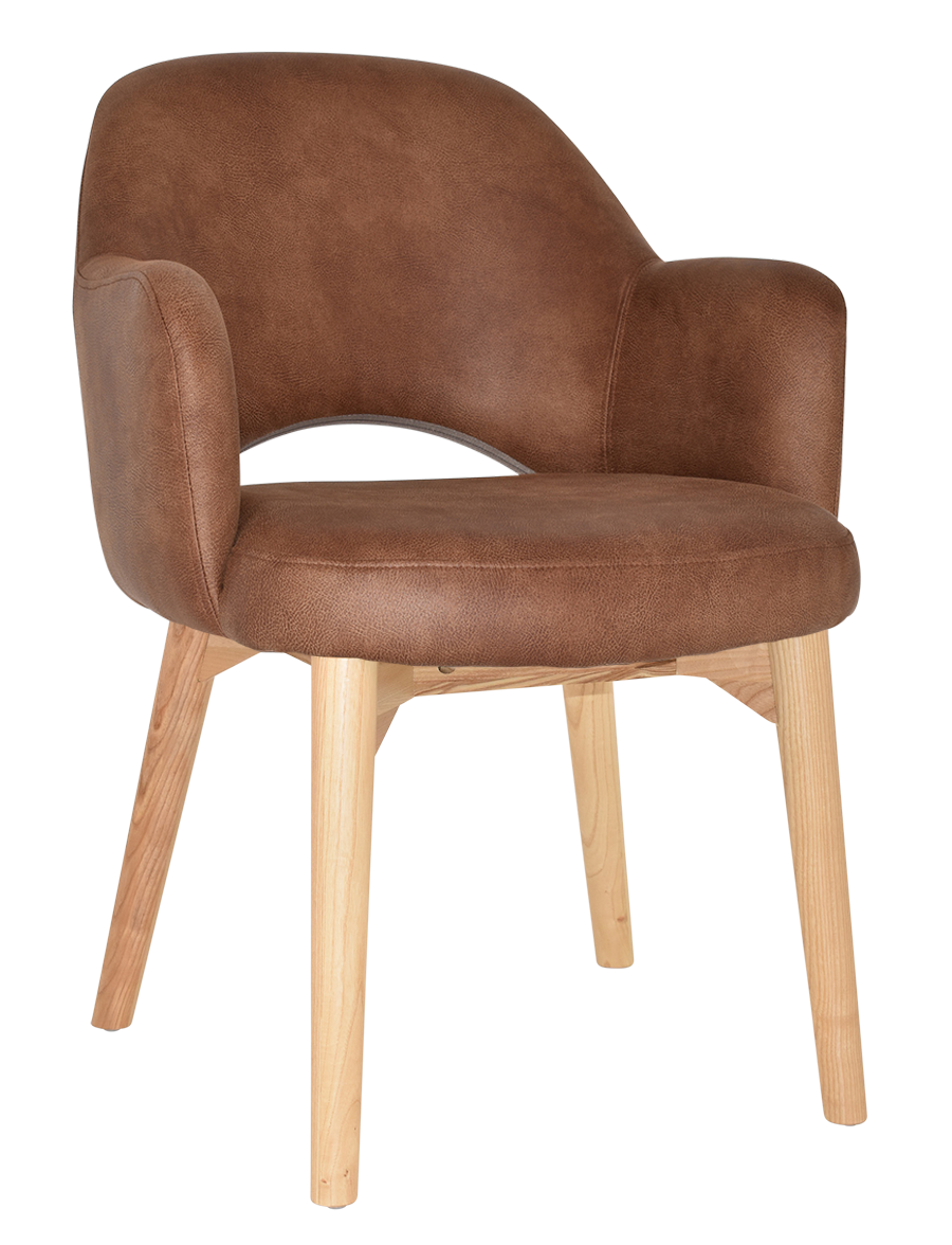 EZ Albury Solid Timber Natural Stained Upholstered Hospitality Dining Armchair