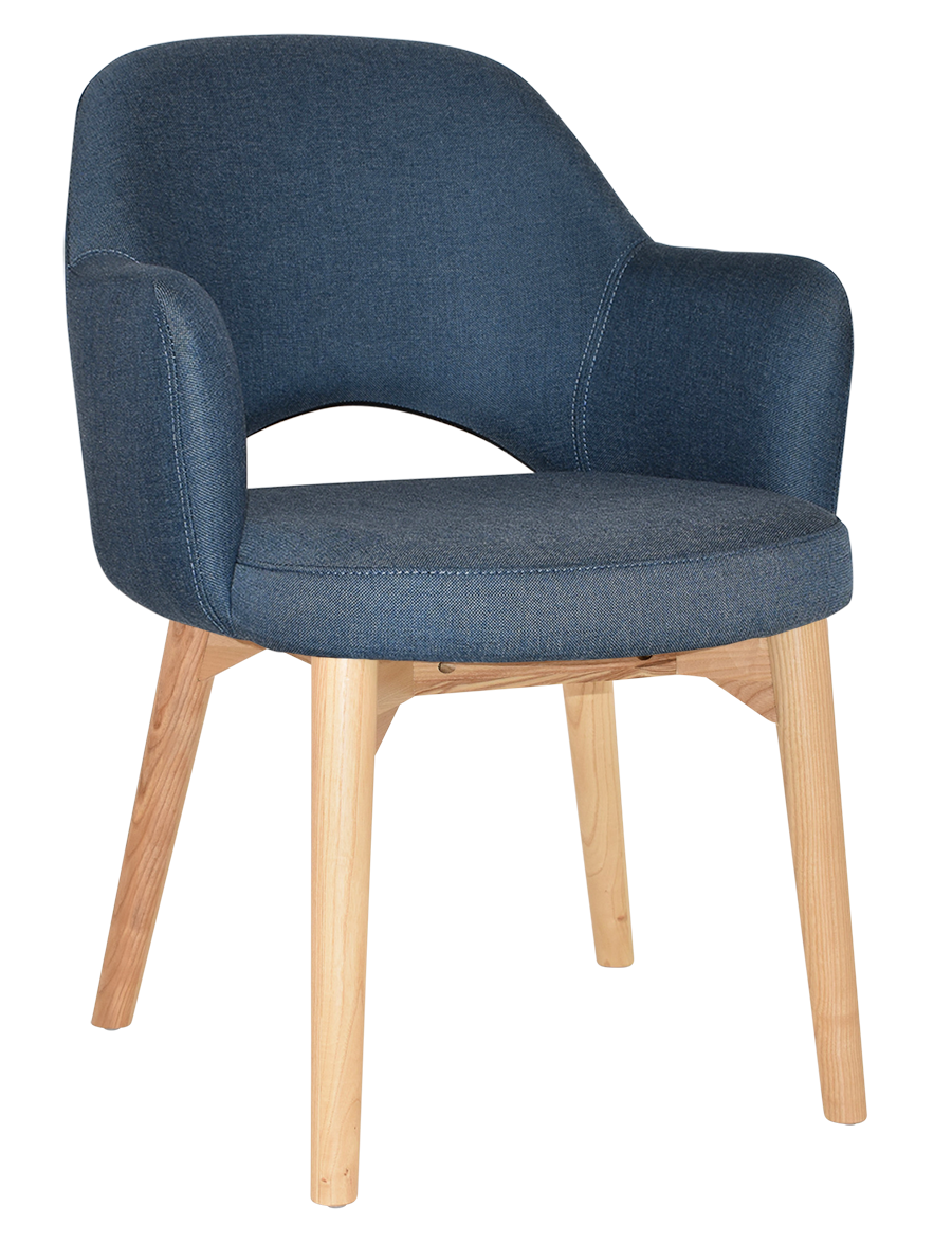 EZ Albury Solid Timber Natural Stained Upholstered Hospitality Dining Armchair
