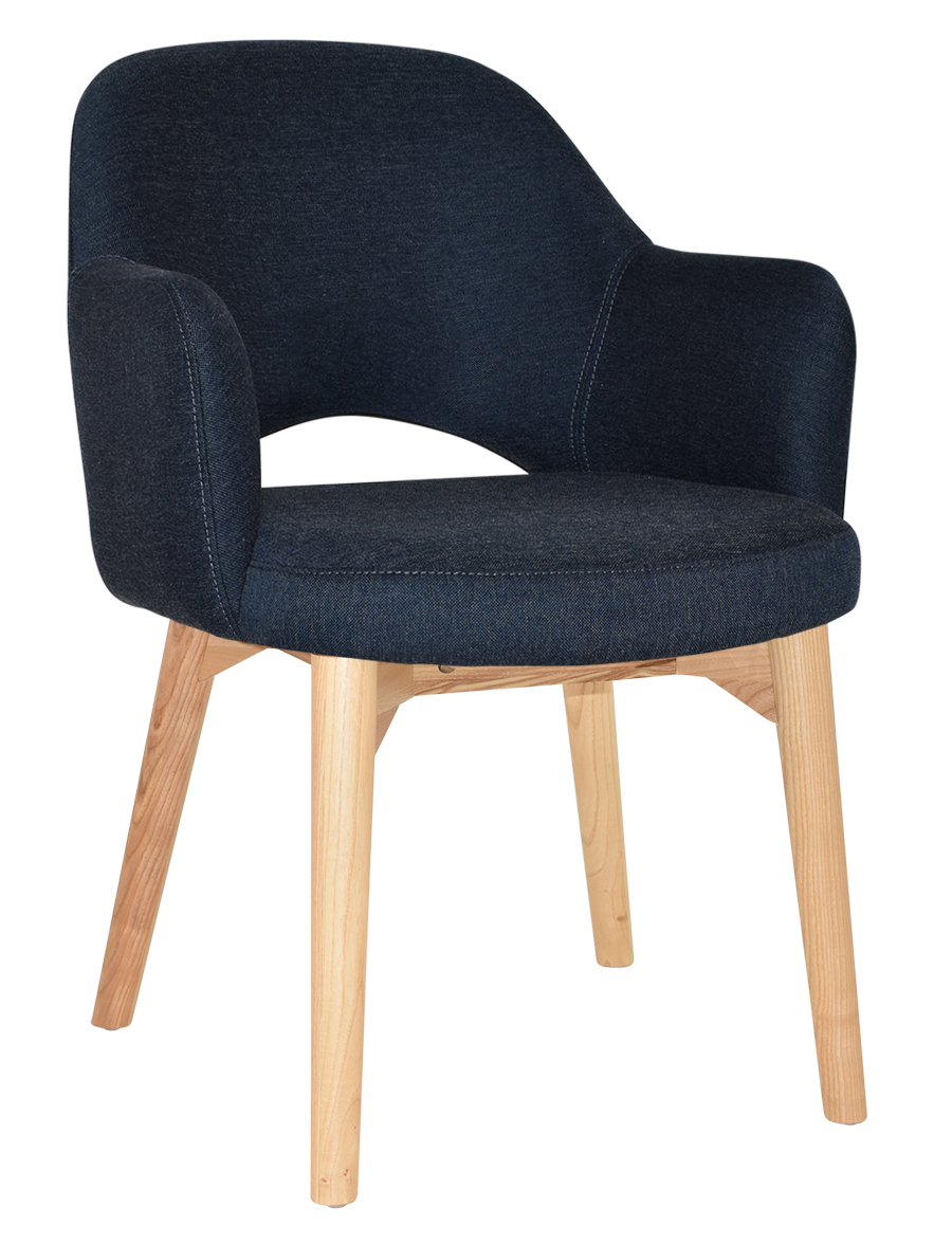 EZ Albury Solid Timber Natural Stained Upholstered Hospitality Dining Armchair