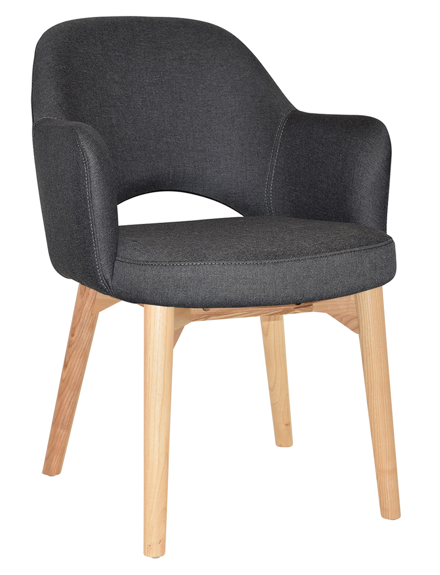 EZ Albury Solid Timber Natural Stained Upholstered Hospitality Dining Armchair