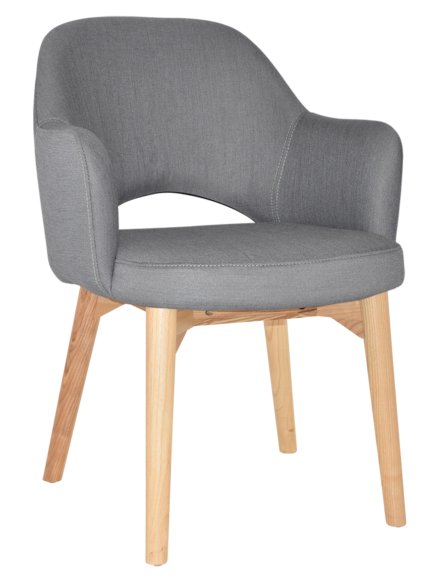 EZ Albury Solid Timber Natural Stained Upholstered Hospitality Dining Armchair