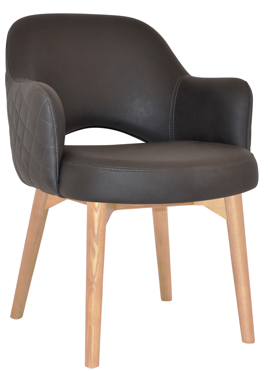 EZ Albury Solid Timber Natural Stained Upholstered Hospitality Dining Armchair