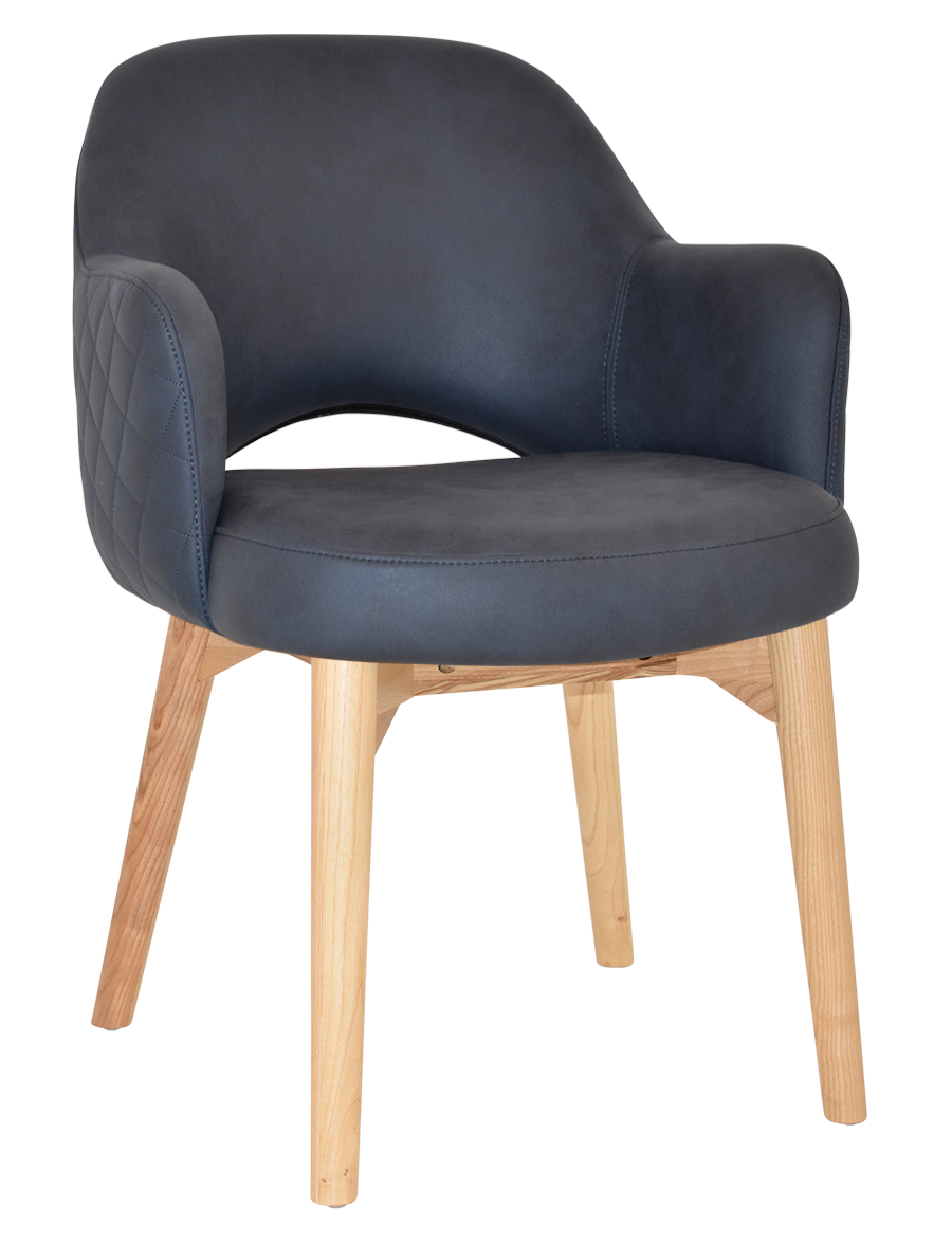 EZ Albury Solid Timber Natural Stained Upholstered Hospitality Dining Armchair