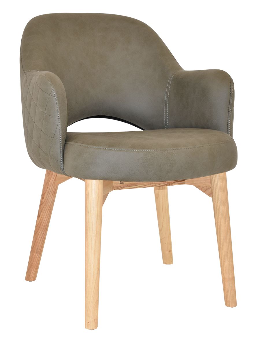 EZ Albury Solid Timber Natural Stained Upholstered Hospitality Dining Armchair