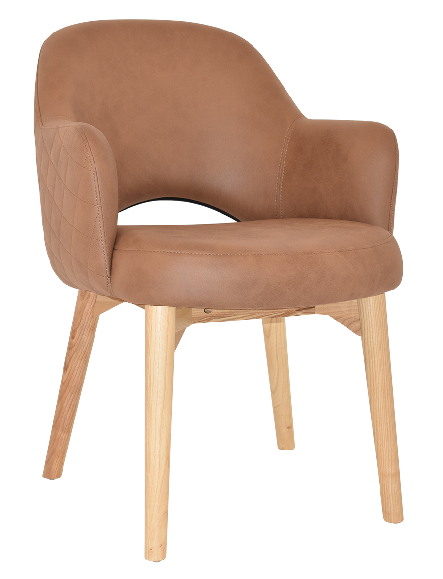 EZ Albury Solid Timber Natural Stained Upholstered Hospitality Dining Armchair