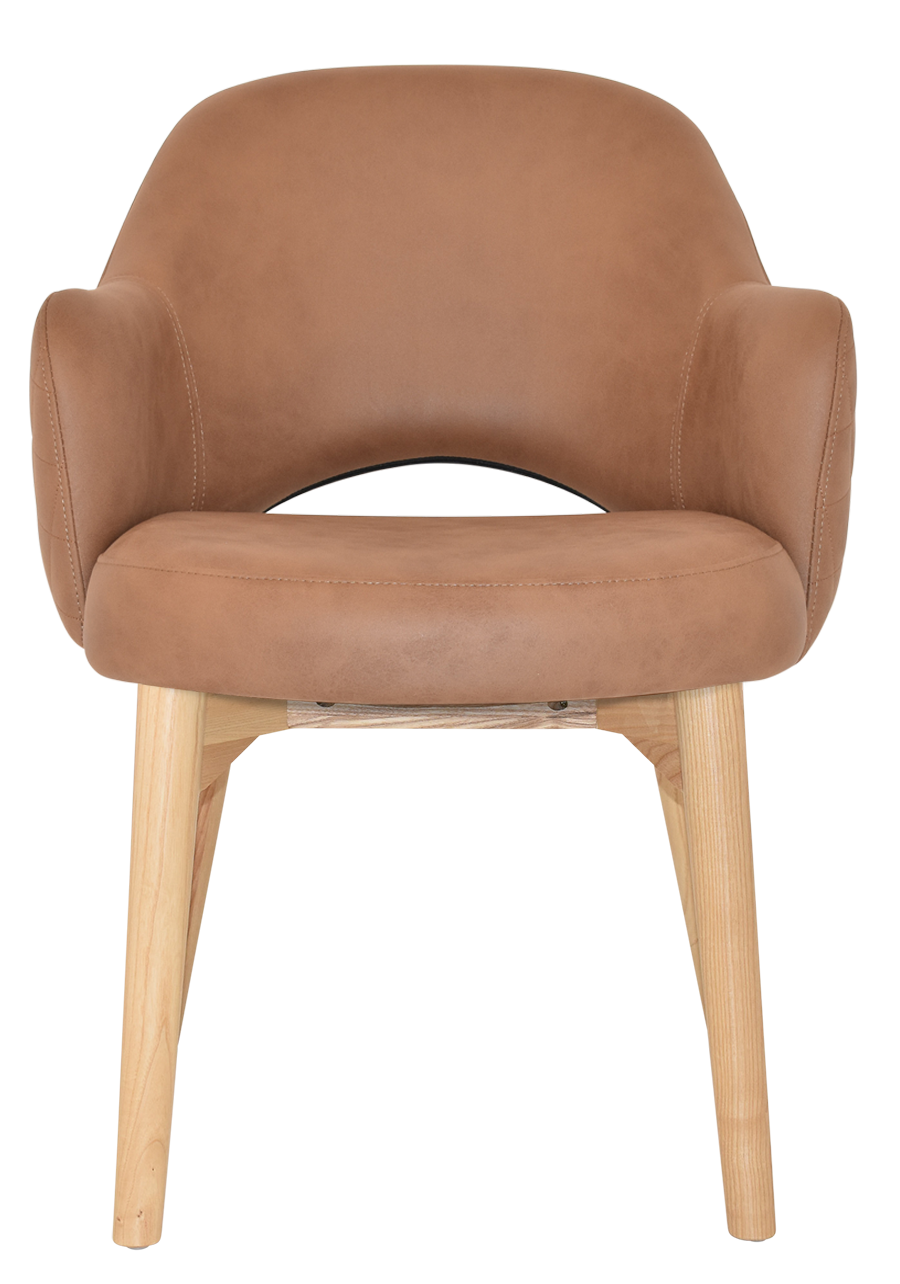 EZ Albury Solid Timber Natural Stained Upholstered Hospitality Dining Armchair