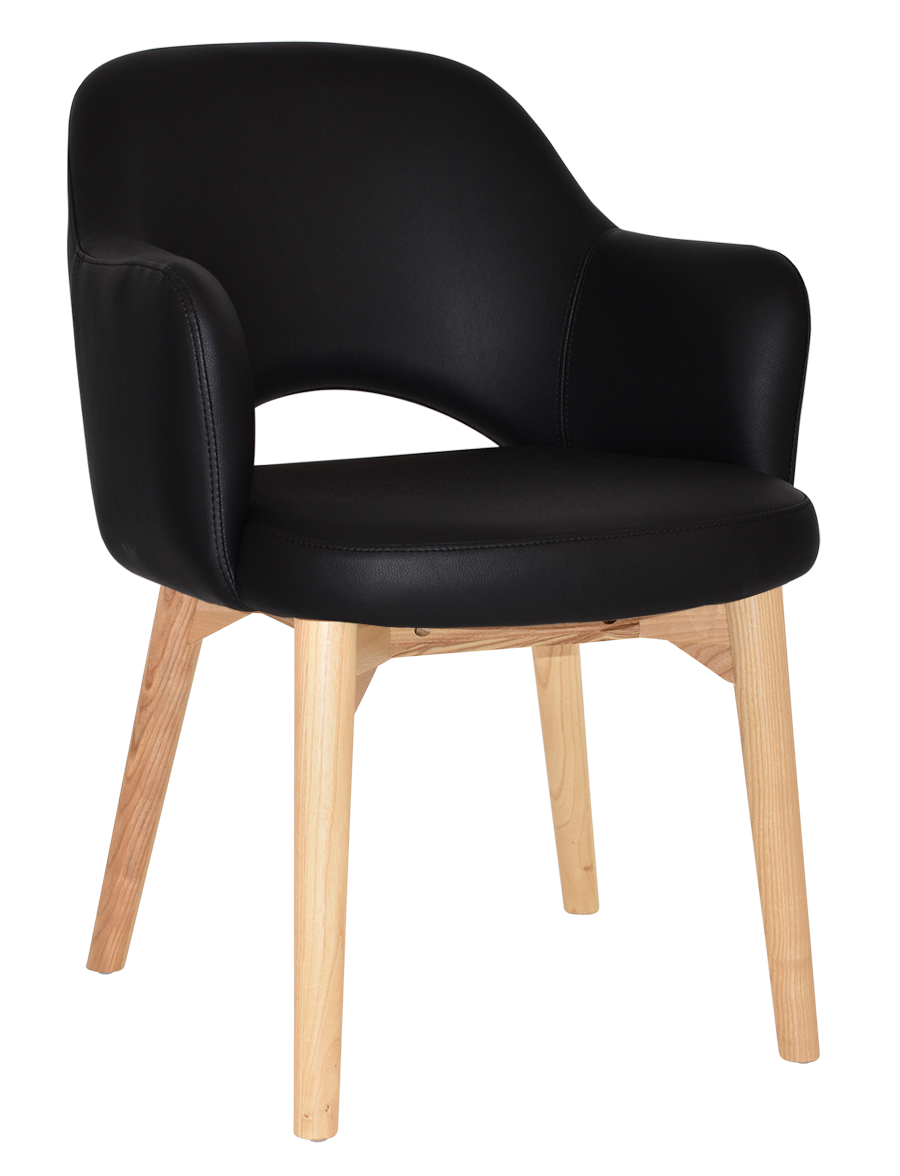EZ Albury Solid Timber Natural Stained Upholstered Hospitality Dining Armchair