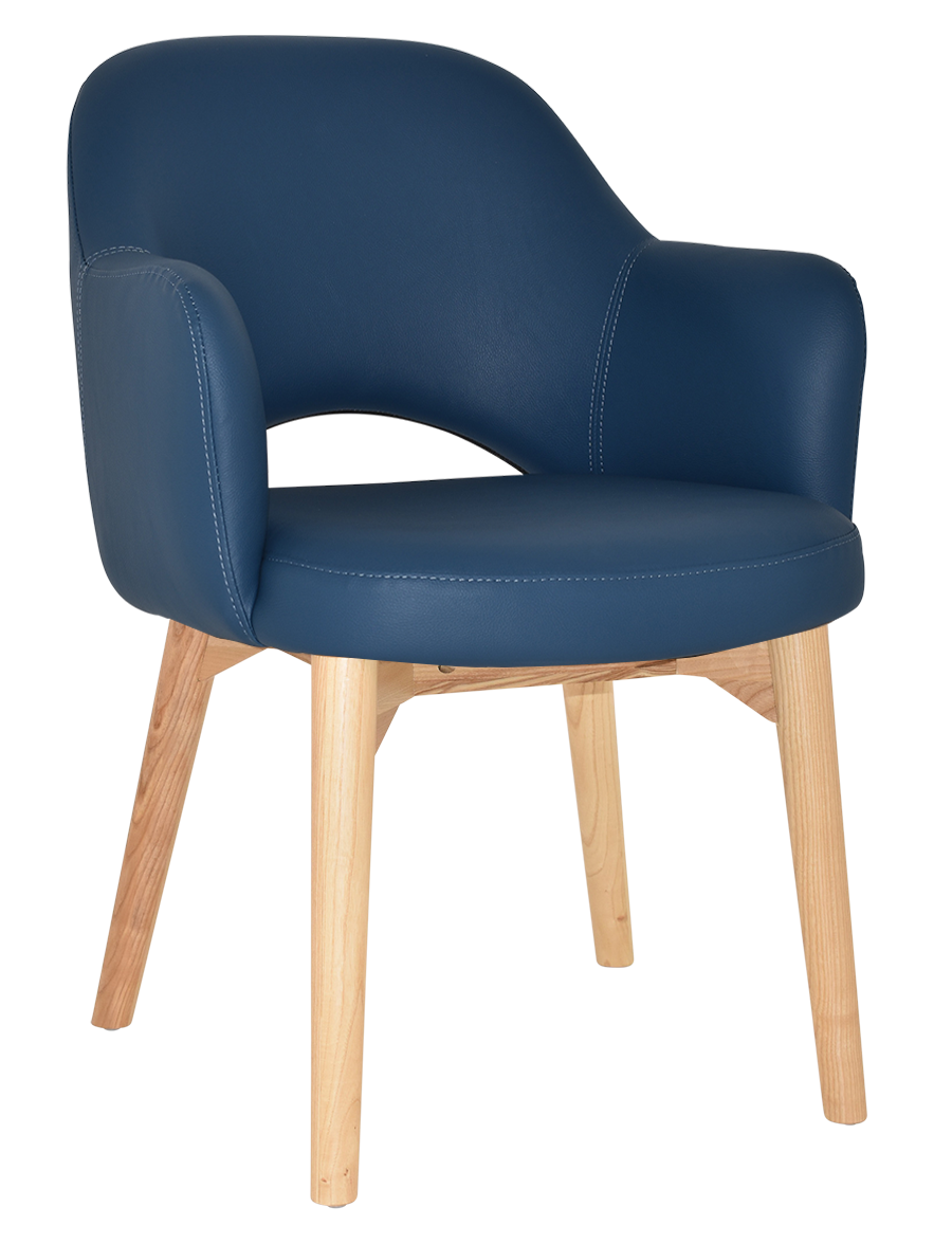 EZ Albury Solid Timber Natural Stained Upholstered Hospitality Dining Armchair