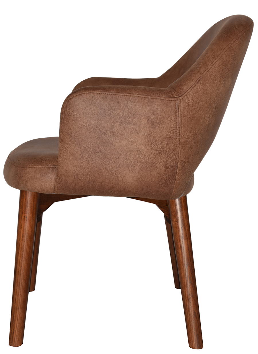 EZ Albury Solid Timber Walnut Stained Upholstered Hospitality Dining Armchair