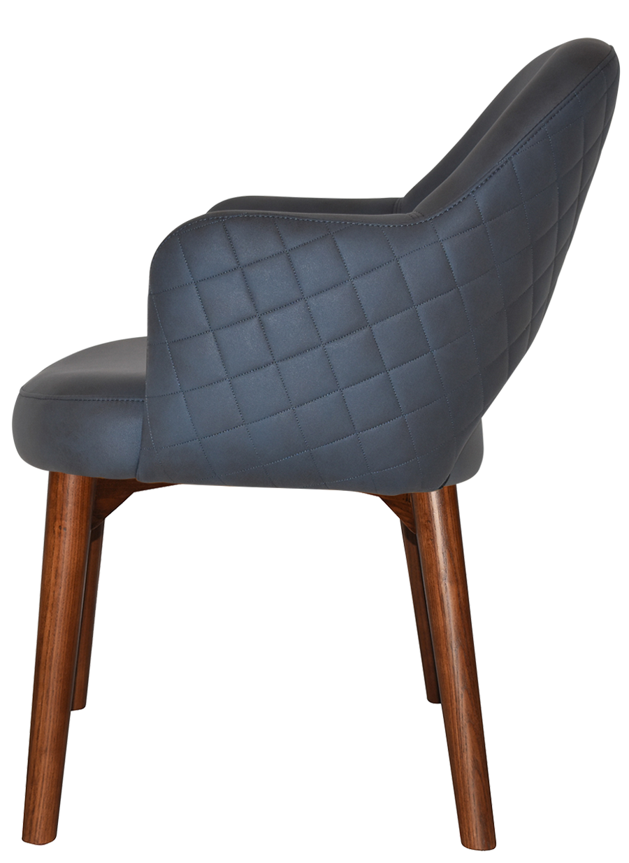 EZ Albury Solid Timber Walnut Stained Upholstered Hospitality Dining Armchair
