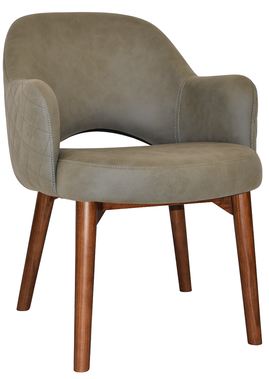 EZ Albury Solid Timber Walnut Stained Upholstered Hospitality Dining Armchair