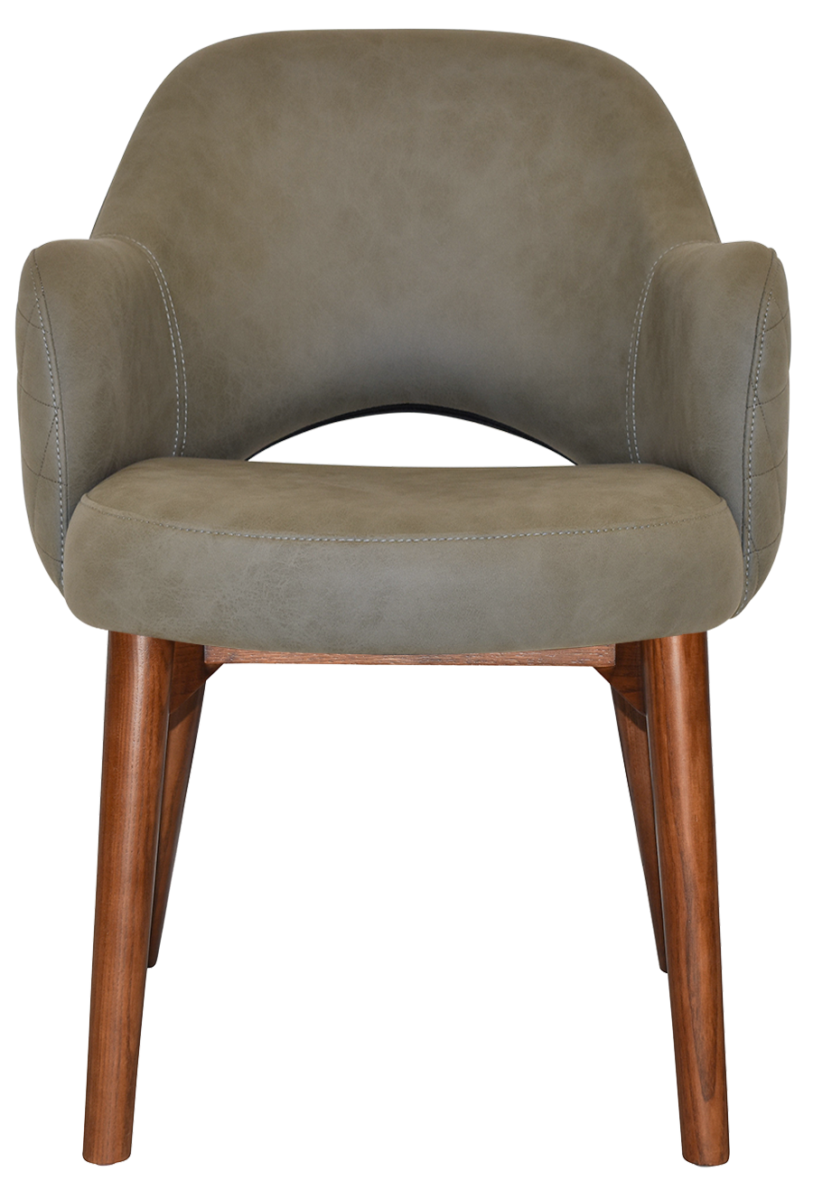 EZ Albury Solid Timber Walnut Stained Upholstered Hospitality Dining Armchair