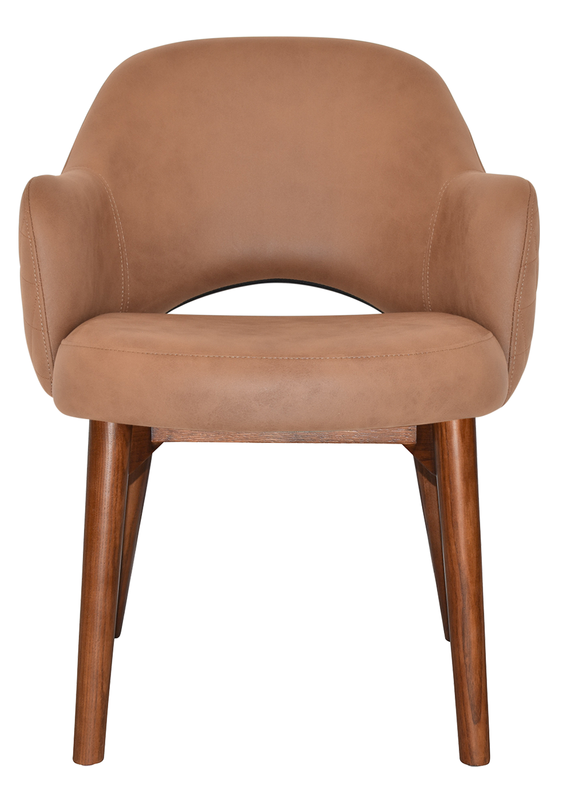EZ Albury Solid Timber Walnut Stained Upholstered Hospitality Dining Armchair