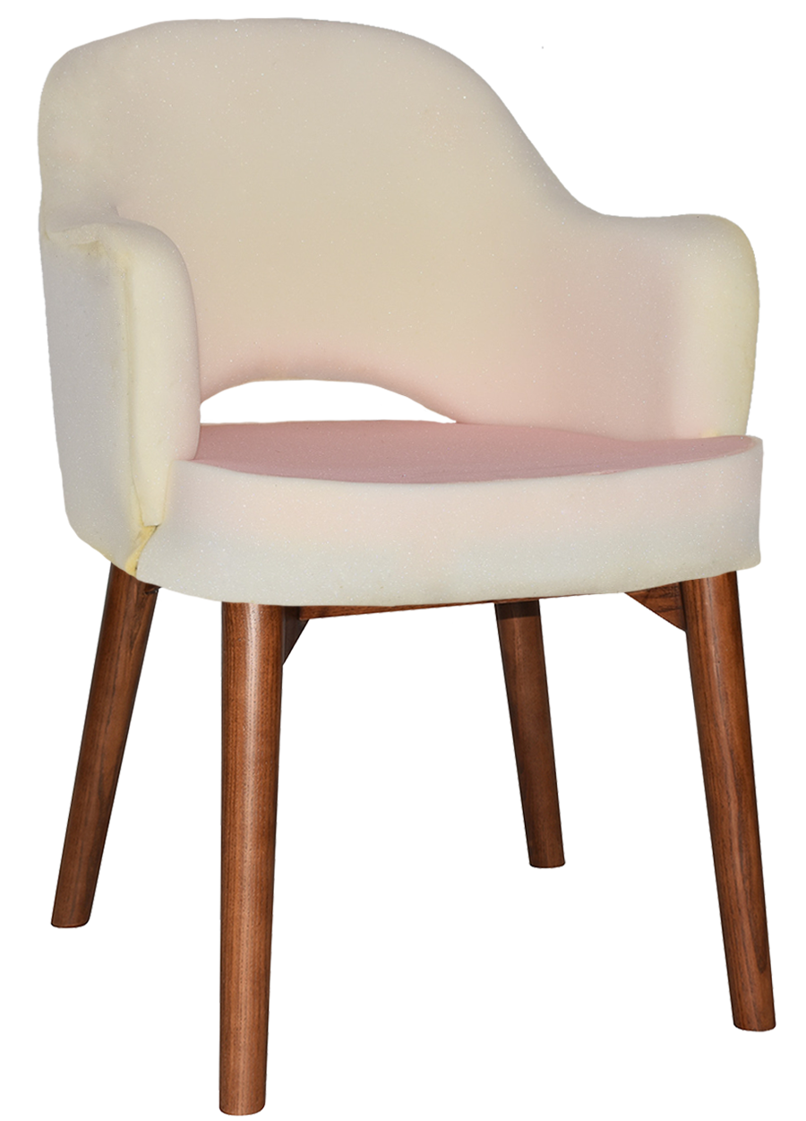 EZ Albury Solid Timber Walnut Stained Upholstered Hospitality Dining Armchair