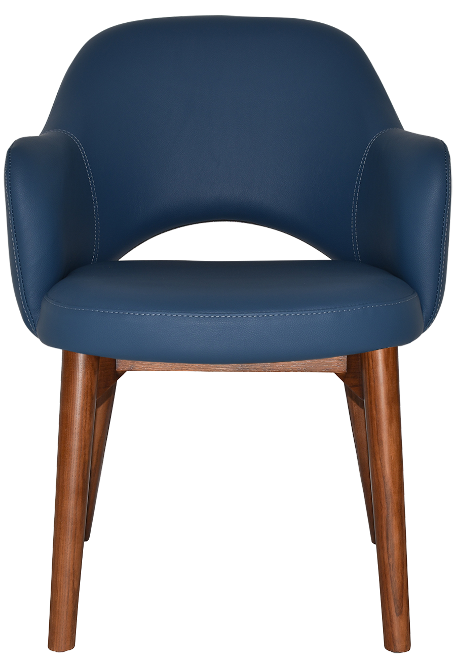 EZ Albury Solid Timber Walnut Stained Upholstered Hospitality Dining Armchair