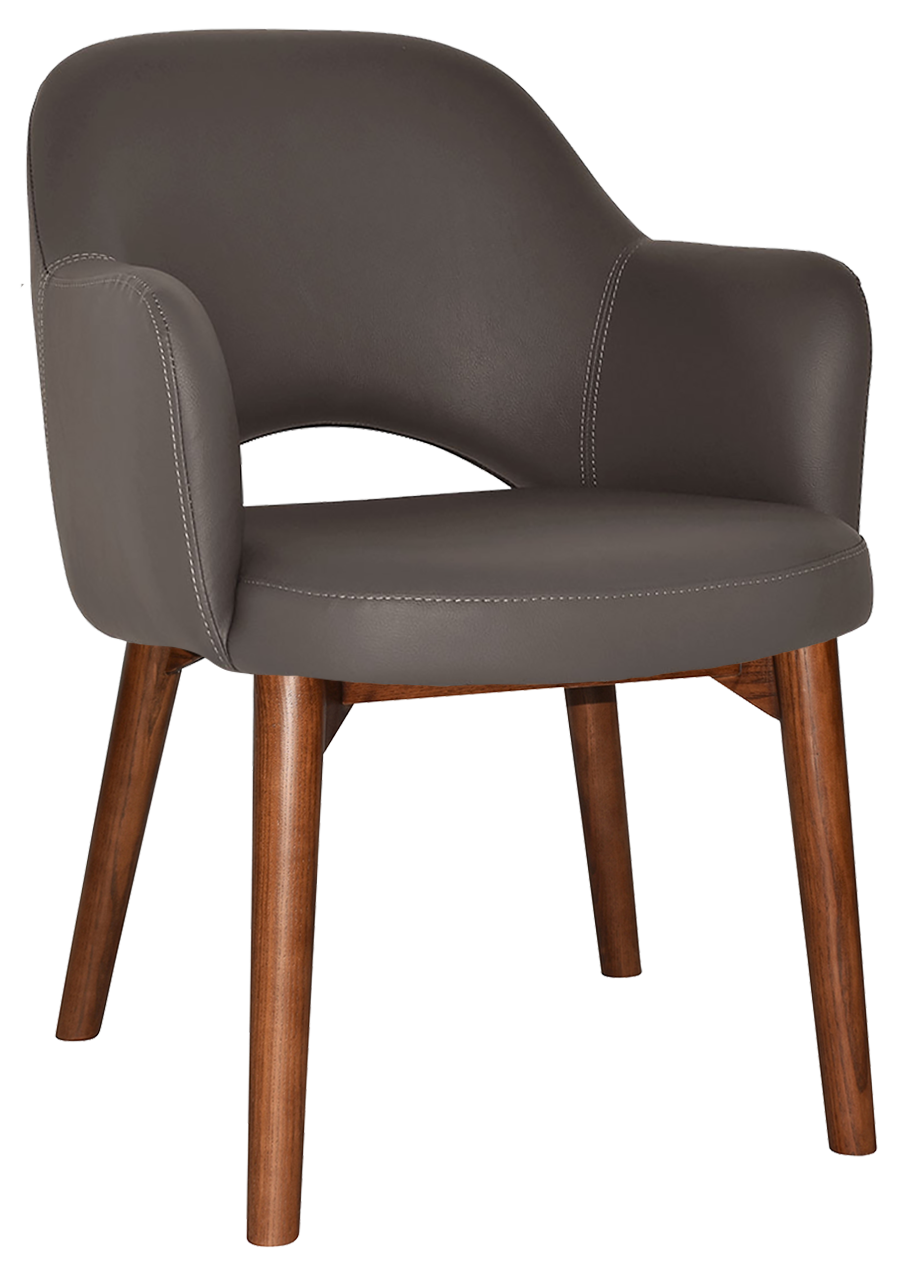 EZ Albury Solid Timber Walnut Stained Upholstered Hospitality Dining Armchair