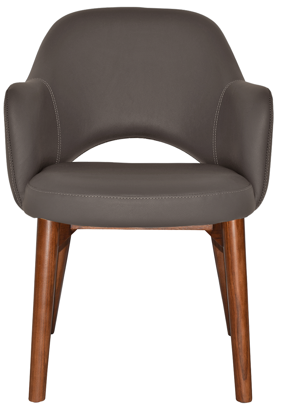EZ Albury Solid Timber Walnut Stained Upholstered Hospitality Dining Armchair