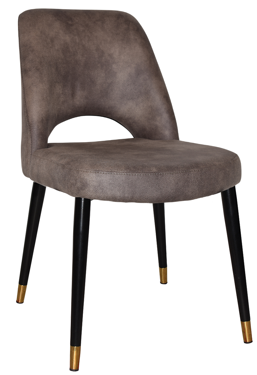 EZ Albury Black Stainless Steel Brass Top Leg Upholstered Hospitality Dining Chair