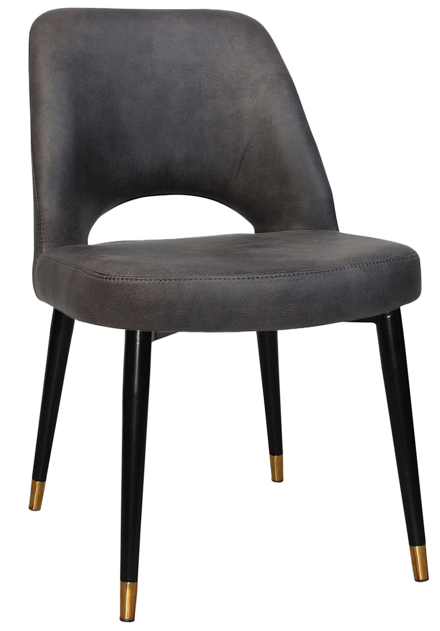 EZ Albury Black Stainless Steel Brass Top Leg Upholstered Hospitality Dining Chair