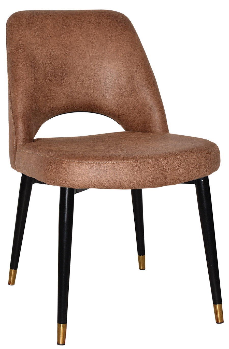 EZ Albury Black Stainless Steel Brass Top Leg Upholstered Hospitality Dining Chair